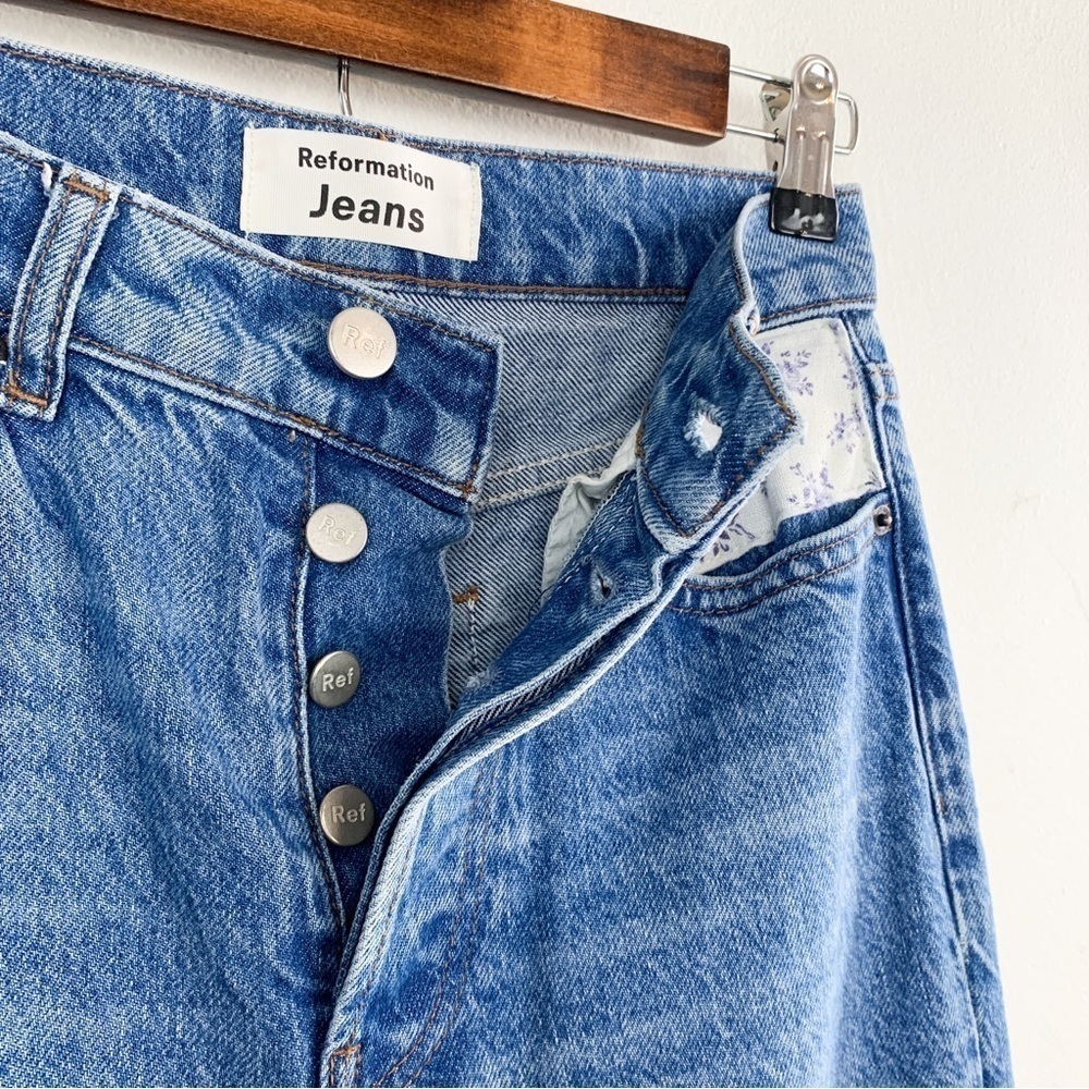 Reformation Floral Patchwork High Waist Button Fly Jeans Sz 23 - Picture 6 of 12
